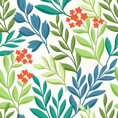 Floral graphic vector illustration. Trendy seamless pattern with hand drawn flowers. Modern repeatable background.