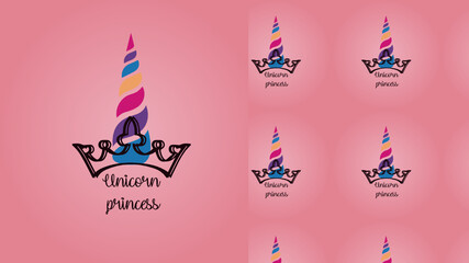 Fototapeta na wymiar Princess unicorn, seamless pattern, gift wrapping