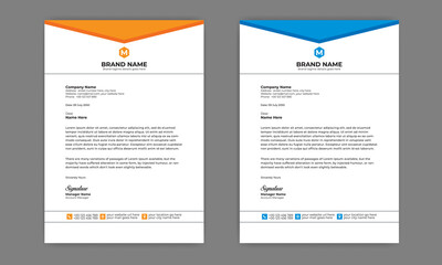 Professional Abstract corporate Letterhead template Design for  Advertising Company Profile Layout, Letterhead Design Simple, And Clean Print-ready with Orange and blue CMYK Color 5
