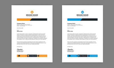 Professional Abstract corporate Letterhead template Design for  Advertising Company Profile Layout, Letterhead Design Simple, And Clean Print-ready with Orange and blue CMYK Color 10