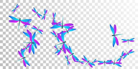 Fairy blue purple dragonfly flat vector wallpaper. Spring little damselflies. Fancy dragonfly flat fantasy background. Gentle wings insects graphic design. Fragile beings