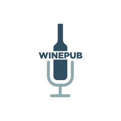 wine logo design with bottle