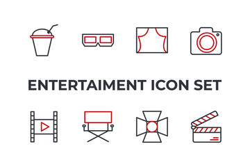 entertaiment set icon, isolated entertaiment set sign icon, vector illustration