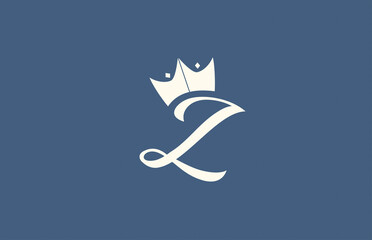 Fototapeta na wymiar yellow blue hand written Z alphabet letter logo icon. Business typography with royal style king crown