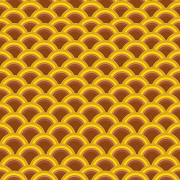 Dark Golden Seamless Pattern wave water or fish scales. Illustration art design. Vector EPS10.