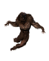 3D illustration of a werewolf mutant combination of human and wolf isolated on white.