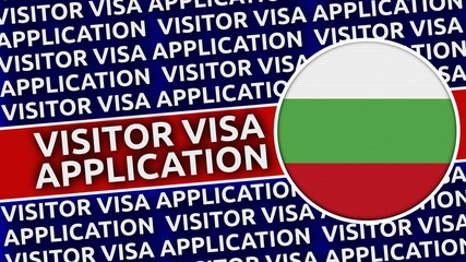 Bulgaria Circular Flag with Visitor Visa Application Titles - 3D Illustration