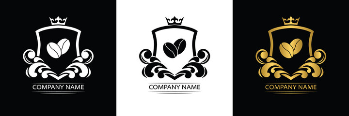 coffee logo template caffeine luxury royal vector company decorative emblem with crown	