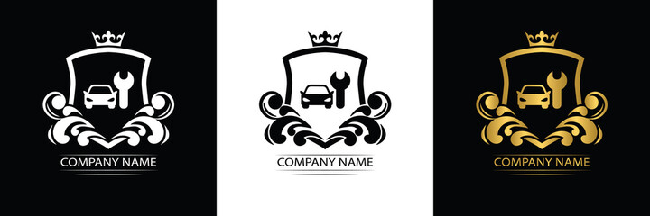 car service logo template luxury royal vector company decorative emblem with crown	