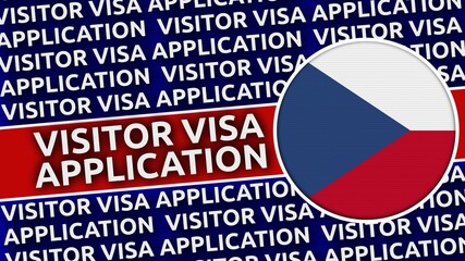 Czech Republic Circular Flag with Visitor Visa Application Titles - 3D Illustration