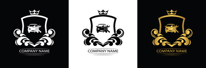 car service logo template luxury royal vector company decorative emblem with crown	