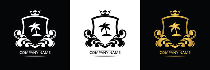 traveling company logo template luxury royal vector company decorative emblem with crown	