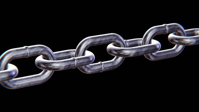 Realistic looping 3D animation of the scratched grimy chain rendered in UHD