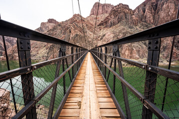 Wooden Floor of The Black Bridge In The Grand Canyon