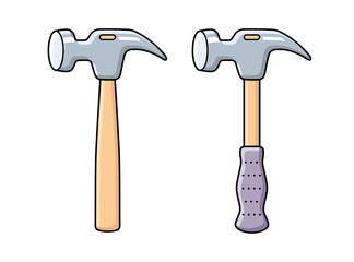 Claw hammer tool isolated cartoon vector icons