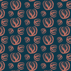 Vector floral ornament in blue and brown colors
