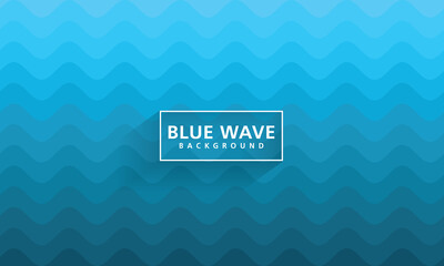 Modern abstract background of blue paper cut waves design.