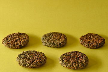 Grain burgers. Vegetarian concept. Select focus