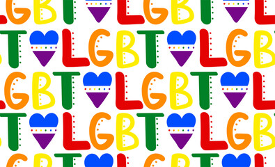 Love. LGBT. Seamless pattern with handwritten lettering.
