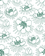 Floral seamless pattern on the white background. 
