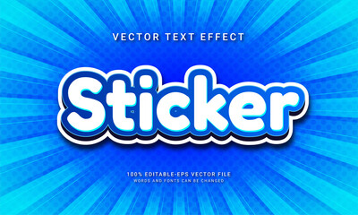 Sticker editable text effect with blue color