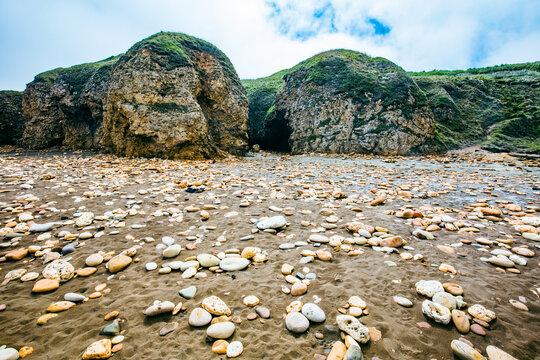 Cliffs and beach at Blackhall Rocks and Cromdon Dene Beach