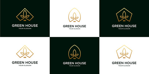 Green house logo template with modern concept