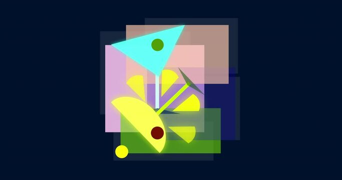 geometric abstract cocktail party background with glasses and elements