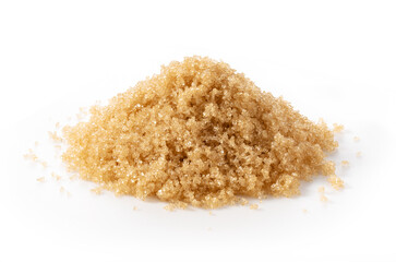 Brown sugar placed on a white background.