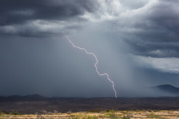 Lightning storm with heavy rain