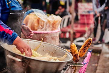 selling corn in market