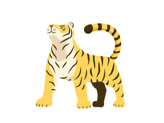 黄色い虎　トラ　動物　全身　イラスト素材