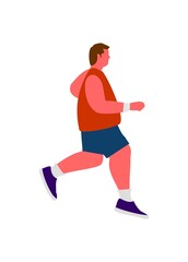 Fototapeta na wymiar A fat man running. Simple flat illustration