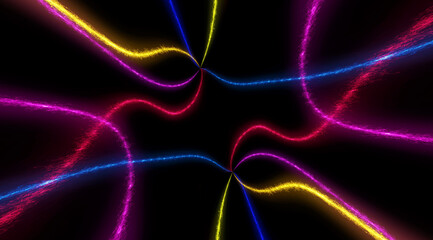 organic smooth and colorful and silky glowing light lines in abstract form and black background