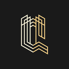 Letter Q Building Outline Logo Design