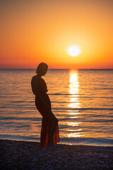 Fototapeta premium silhouette of a person at sunset