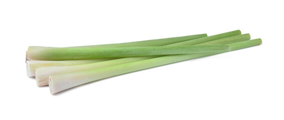 Bunch of fresh lemongrass on white background