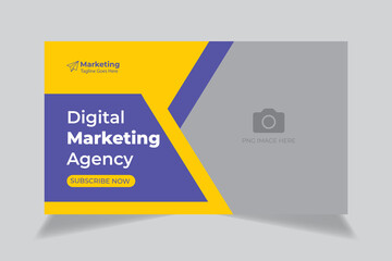 Editable video thumbnail design. Customizable web banner template and thumbnail. 