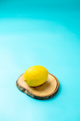 Lemon on blue background