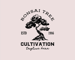 Bonsai Tree Cultivation Logo Design Template