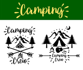 Camping, Summer camp , forest or mountains and Outdoor adventure background, vector design