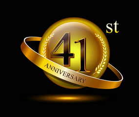 41 years birthday celebration logotype. 41st anniversary logo - obrazy, fototapety, plakaty
