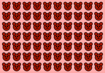 many brown bear face on pink background