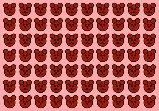 many brown bear face on pink background