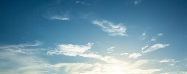 Naklejka na ściany i meble Beautiful blue sky with white cloud, long format can use background, wallpaper