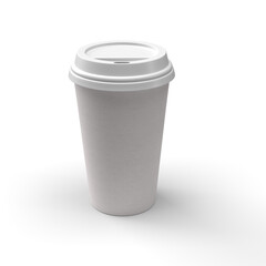 Vaso de cafe tapado sobre fondo blanco aislado