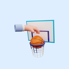 3d illustration of hand doing basketball ring