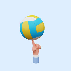 3d illustration of hand with volley ball