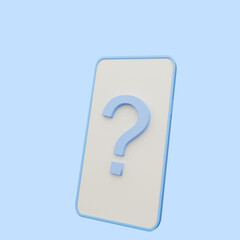 3d illustration of question mark on smartphone