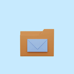 3d illustration of folder icon with envelope